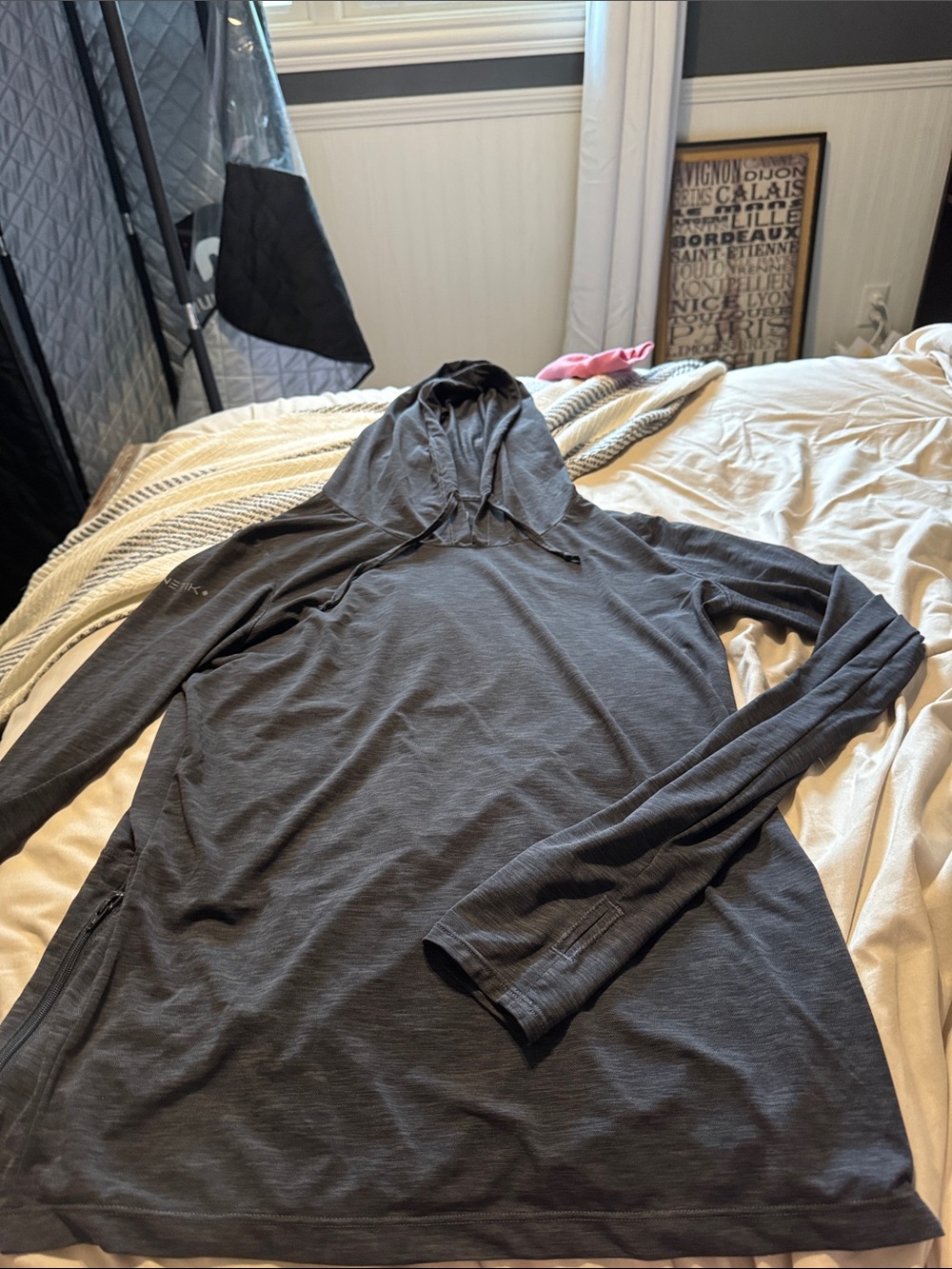 Women's Lightweight Hooded Shirt Jacket - Charcoal Gray